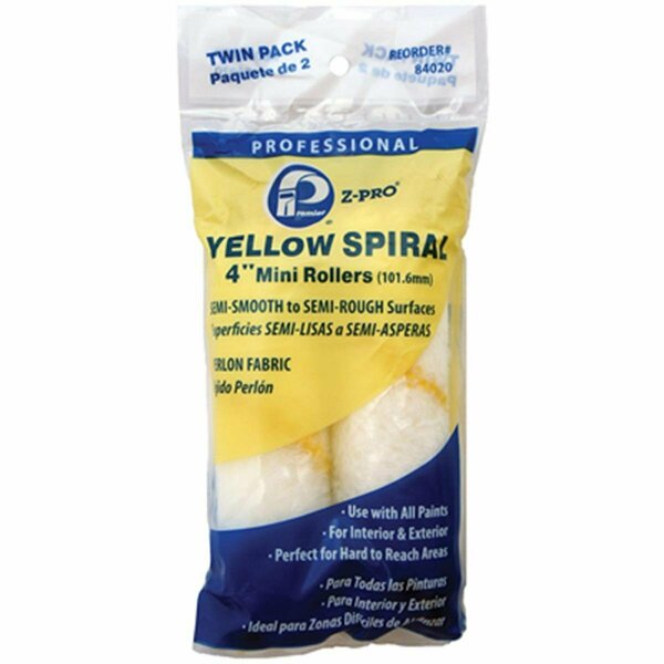 Swivel 4 in. Yellow Spiral Roller Cover, 2PK SW3852429